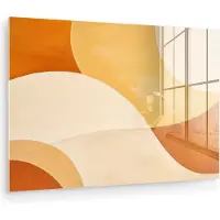 MuchoWow Glasschilderij 60x40 cm - Schilderij acrylglas - Abstract - Patroon - Modern - Beige - Oranje - Foto op glas - Muurdecoratie woonkamer - Wanddecoratie slaapkamer - Schilderijen