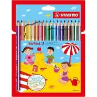 Stabilo Trio Thick - Ergonomisch Kleurpotlood - Met Extra Dikke Kern 4,2 mm - Etui Met 18 Kleuren