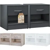 Casaria Nachtkastje Kiel set van 2 Antraciet 41x39x28cm