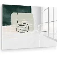 MuchoWow Glasschilderij 120x80 cm - Schilderij acrylglas - Abstract - Kunst - Groen - Wit - Verf - Foto op glas - Muurdecoratie woonkamer - Wanddecoratie slaapkamer - Schilderijen