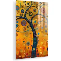 MuchoWow Glasschilderij 120x180 cm - Schilderij acrylglas - Abstract - Boom - Levensboom - Modern - Foto op glas - Muurdecoratie woonkamer - Wanddecoratie slaapkamer - Schilderijen