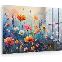 MuchoWow Glasschilderij 180x120 cm - Schilderij acrylglas - Bloemen - Natuur - Waterverf - Kunst - Foto op glas - Muurdecoratie woonkamer - Wanddecoratie slaapkamer - Schilderijen