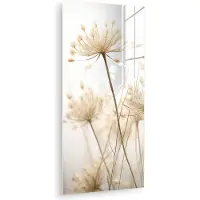 MuchoWow Glasschilderij 80x160 cm - Schilderij acrylglas - Bloemen - Wit - Zonlicht - Foto op glas - Muurdecoratie woonkamer - Wanddecoratie slaapkamer - Schilderijen