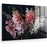 MuchoWow Glasschilderij 180x120 cm - Schilderij acrylglas - Bloemen - Hyacint - Roze - Boeket - Foto op glas - Muurdecoratie woonkamer - Wanddecoratie slaapkamer - Schilderijen