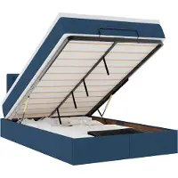 vidaXL Bed poef met matras en LED's 120x190 cm stof blauw
