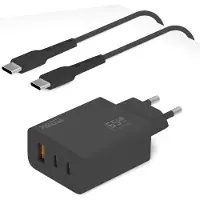 Phreeze USB C Adapter 65W + USB C Kabel - 1 Meter - Geschikt voor Apple iPhone 16 15 iPad Pro Air MacBook Samsung S24 S23 S22 S21 S20 Z Fold Flip 5 6 7 Dell XPS - Snellader Oplader USB C Stekker