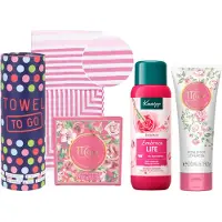 Kneipp Cadeauset Embrace Life, Maja Rose Love & Hammam - Maja Love Rose Soap 100g - Maja Love Rose Body Lotion 200ml - Badschuim Embrace Life 400 ml - Towel To Go Hamamdoek Licht Roze