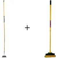 SynxStore Synx Tools Rechte schoffel 16cm + Klauwbezem 35cm - Telescopisch Staal 70 - 140cm - Schoffel - 170cm Staal Met Hilt