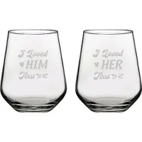 Pasabahce Gegraveerde drinkglas 42,5cl I loved her first - I loved him first