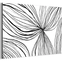 MuchoWow Aluminium schilderij 120x80 cm - Wanddecoratie metaal - Kunst - Lijnen - Wit - Zwart - Metalen muurdecoratie woonkamer - Decoratie industrieel - Foto op dibond - Industriële accessoires slaapkamer