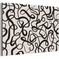MuchoWow Aluminium schilderij 180x120 cm - Wanddecoratie metaal - Lijnen - Kunst - Zwart - Beige - Metalen muurdecoratie woonkamer - Decoratie industrieel - Foto op dibond - Industriële accessoires slaapkamer