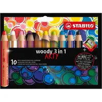 Stabilo ARTY woody 880/10-1 - Waskrijt kleurpotlood aquarelpotlood - 10 kleuren
