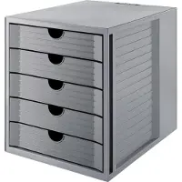 HAN Ladebak SYSTEMBOX KARMA, 5 gesloten lades, DIN A4, licht lopend, B 274 x D 330 x H 320 mm, grijs