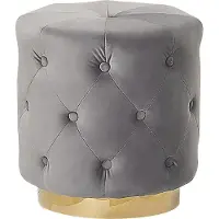 Beliani CARROLLTON - Poef - Grijs - 40 cm - Fluweel
