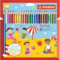 Stabilo Trio Dik Kleurpotloden - Etui 24 kleuren + geschikte puntenslijper