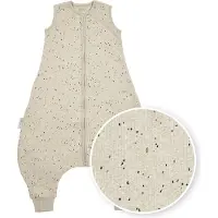 Meyco Baby Rib Mini Spot baby zomer slaapoverall jumper - sand melange - 80cm - 0.5 TOG
