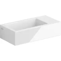 Clou Flush 3 fontein zonder kraangat met plug rechts wit keramiek B36xH9xD18cm