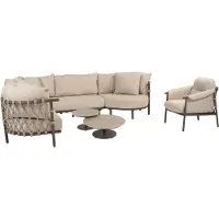 4 Seasons Outdoor Ezra organische hoek loungeset 6 delig keramiek terre