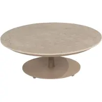 4 Seasons Outdoor 4SO Boaz koffietafel met ceramisch blad 80 cm rond centrale poot latte -