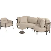 4 Seasons Outdoor Ezra chaise longue organische loungeset 4 delig keramiek terre