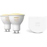 Philips Bundel: 2x White Ambiance Gu10 + Wandschakelaarmodule