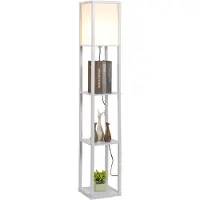 HOMCOM vloerlamp met 3 plateaus | MDF, wit