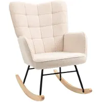 HOMCOM - Schommelstoel - met Fleece Look - Armleuningen - Beige