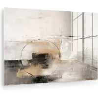 MuchoWow Glasschilderij 60x40 cm - Schilderij acrylglas - Kunst - Abstract - Grijs - Industrieel - Foto op glas - Muurdecoratie woonkamer - Wanddecoratie slaapkamer - Schilderijen