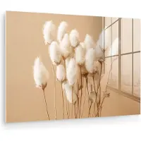 MuchoWow Glasschilderij 180x120 cm - Schilderij acrylglas - Bloemen - Planten - Bruin - Pastel - Foto op glas - Muurdecoratie woonkamer - Wanddecoratie slaapkamer - Schilderijen