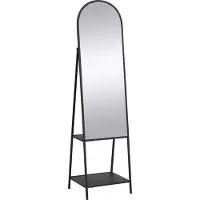 Vente-unique Spiegel op poot met 2 planken - Metaal - L46 x D41 x H172 cm - Zwart - LIVIO
