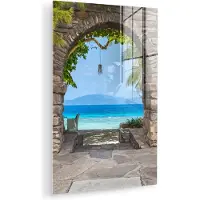 MuchoWow Glasschilderij 20x30 cm - Schilderij acrylglas - Strand - Zee - Tropisch - Zomer - Doorkijk - Foto op glas - Muurdecoratie woonkamer - Wanddecoratie slaapkamer - Schilderijen
