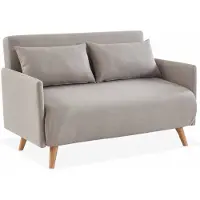 Sweeek Tweezits slaapbank met houten poten Beige