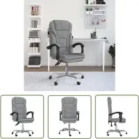The Living Store De Living Store bureaustoel met ligfunctie, lichtgrijs, met stoffen bekleding