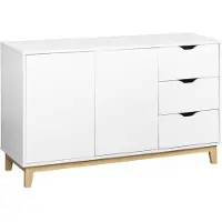 Sweeek Dressoir 2 deuren 3 lades houtdecor 120cm Wit