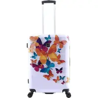 Saxoline Harde Koffer / Trolley / Reiskoffer - 66 cm (Medium) - Butterfly Fun Print - Bedrukt / Medium