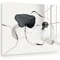 MuchoWow Glasschilderij 160x120 cm - Schilderij acrylglas - Abstract - Verf - Kunst - Zwart wit - Foto op glas - Muurdecoratie woonkamer - Wanddecoratie slaapkamer - Schilderijen