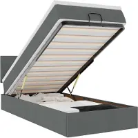 vidaXL Ottoman bed met matras en LED's 100x200cm stof donkergrijs