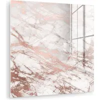 MuchoWow Glasschilderij 20x20 cm - Schilderij acrylglas - Marmer - Roze - Luxe - Marmerlook - Glitter - Design - Foto op glas - Muurdecoratie woonkamer - Wanddecoratie slaapkamer - Schilderijen