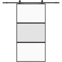 vidaXL Schuifdeur met beslag, zwart, 102,5x205 cm, veiligheidsglas