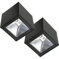 Ks Verlichting - Wandlamp - Cube - solar - zwart - set van 2 - vierkant - solar tuinverlichting - modern - zonneenergie buitenverlichting
