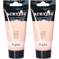 Rayher Hobby Materialen Set van 2x stuks beige acrylverf/hobbyverf op waterbasis 75 ml - Schilderen/knutselen - Voor kinderen en volwassenen