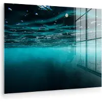 MuchoWow Glasschilderij 40x30 cm - Schilderij acrylglas - Zee - Onderwater - Blauw - Foto op glas - Muurdecoratie woonkamer - Wanddecoratie slaapkamer - Schilderijen