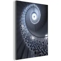 MuchoWow Aluminium schilderij 120x160 cm - Wanddecoratie metaal - Architectuur - Trap - Spiraal - Metalen muurdecoratie woonkamer - Decoratie industrieel - Foto op dibond - Industriële accessoires slaapkamer