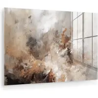 MuchoWow Glasschilderij 180x120 cm - Foto op glas - Beige woonkamer schilderij - Schilderijen slaapkamer - kamer decoratie glasplaat - Wanddecoratie glasschilderijen - Muurdecoratie - Abstracte schilderijen