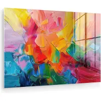 MuchoWow Glasschilderij 180x120 cm - Schilderij acrylglas - Abstract - Verflook - Modern - Kleurrijk - Foto op glas - Muurdecoratie woonkamer - Wanddecoratie slaapkamer - Schilderijen