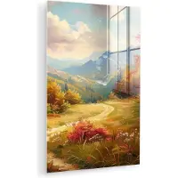 MuchoWow Glasschilderij 120x180 cm - Schilderij acrylglas - Landschap - Illustratie - Natuur - Foto op glas - Muurdecoratie woonkamer - Wanddecoratie slaapkamer - Schilderijen