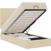 vidaXL Bed poef met matras en LED's 90x200 cm stof crèmekleurig