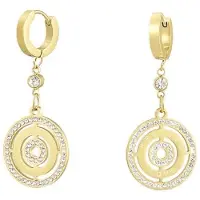 Yehwang Oorbellen rond met steentjes - goud Stainless Steel met strass - earrings - waterproof - cadeau idee valentijn - kado kerst - mam - moeder - dochter - chic - luxe