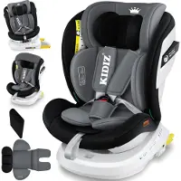 Kidiz Autostoeltje / Babyautostoeltje Isofix Top Tether 360° draaibaar Groep 0/1/2/3 vanaf de geboorte 0-36kg Met zonnekap Zijbescherming 5-puntsgordel Hoofdsteun Verstelling ECE R 129/03 - Zwart