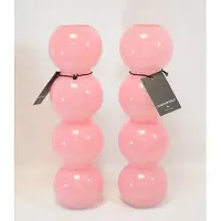 Countryfield - 2 stuks - vaas - bollenvaas - smalle vaas - roze - glas - Hoogte 30 cm - Ø 8,5 cm - opening 4,5 cm - Bohemian - Ibiza